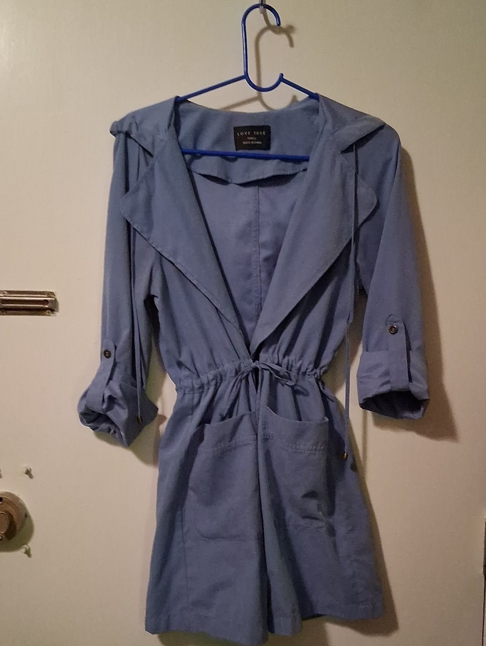 LOVE TREE Blue Utility Drawstring Raincoat